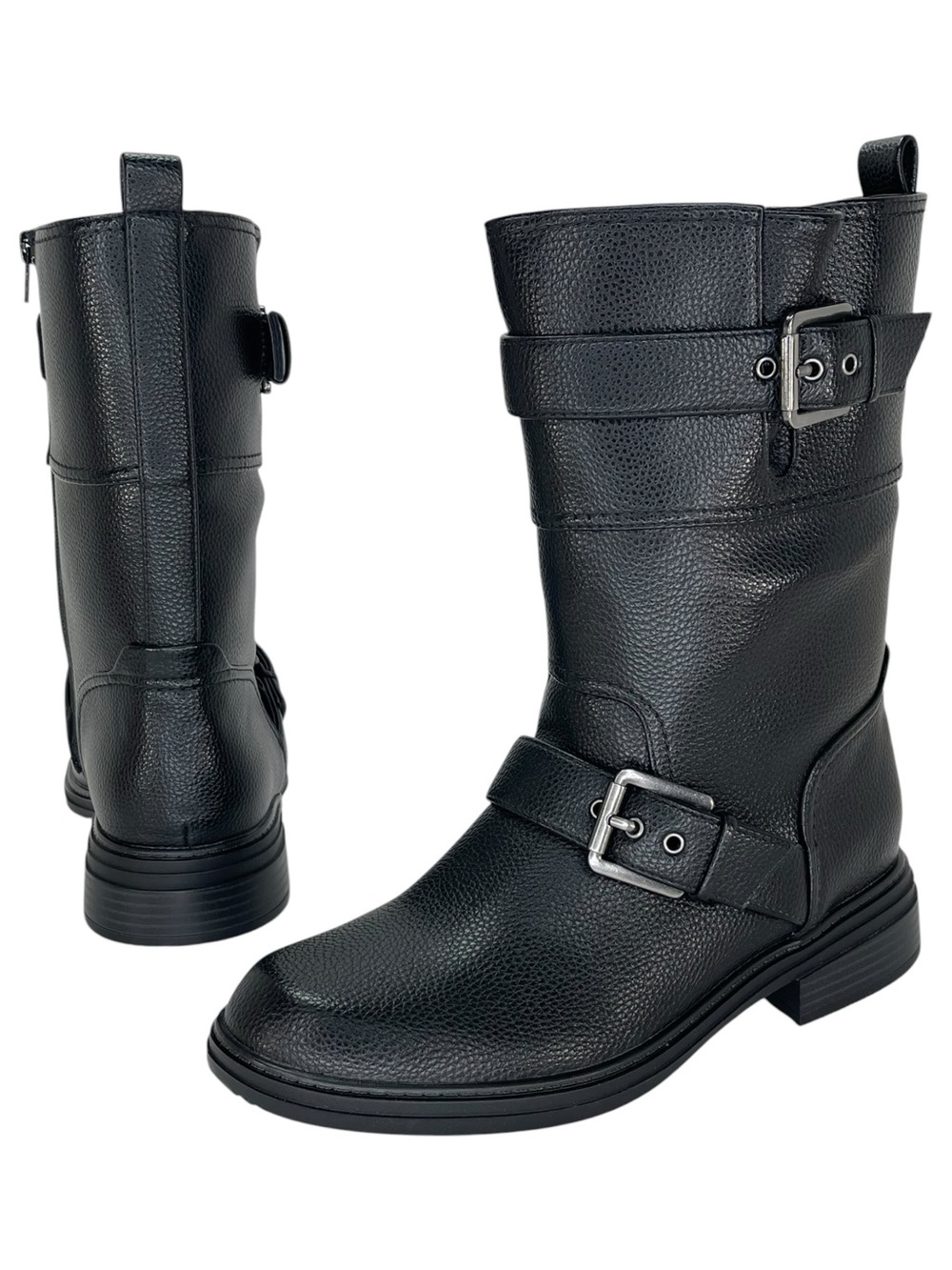 Naturalizer Latoya Black Pebbled Faux Leather Mid Calf Womens Boots Size 9W - Picture 11 of 12